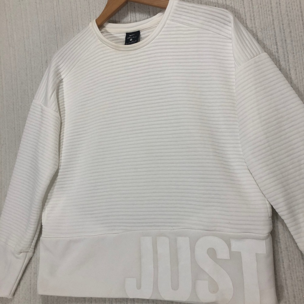 Nike Dri-FIT Pullover Sweatshirt Women's XS White Long Sleeve Just Do It